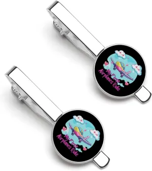 My First Airplane Ride Mens Tie Clips Pin Unique Tie Bars for Wedding Anniversary Holiday Gifts 5.5x2.2cm
