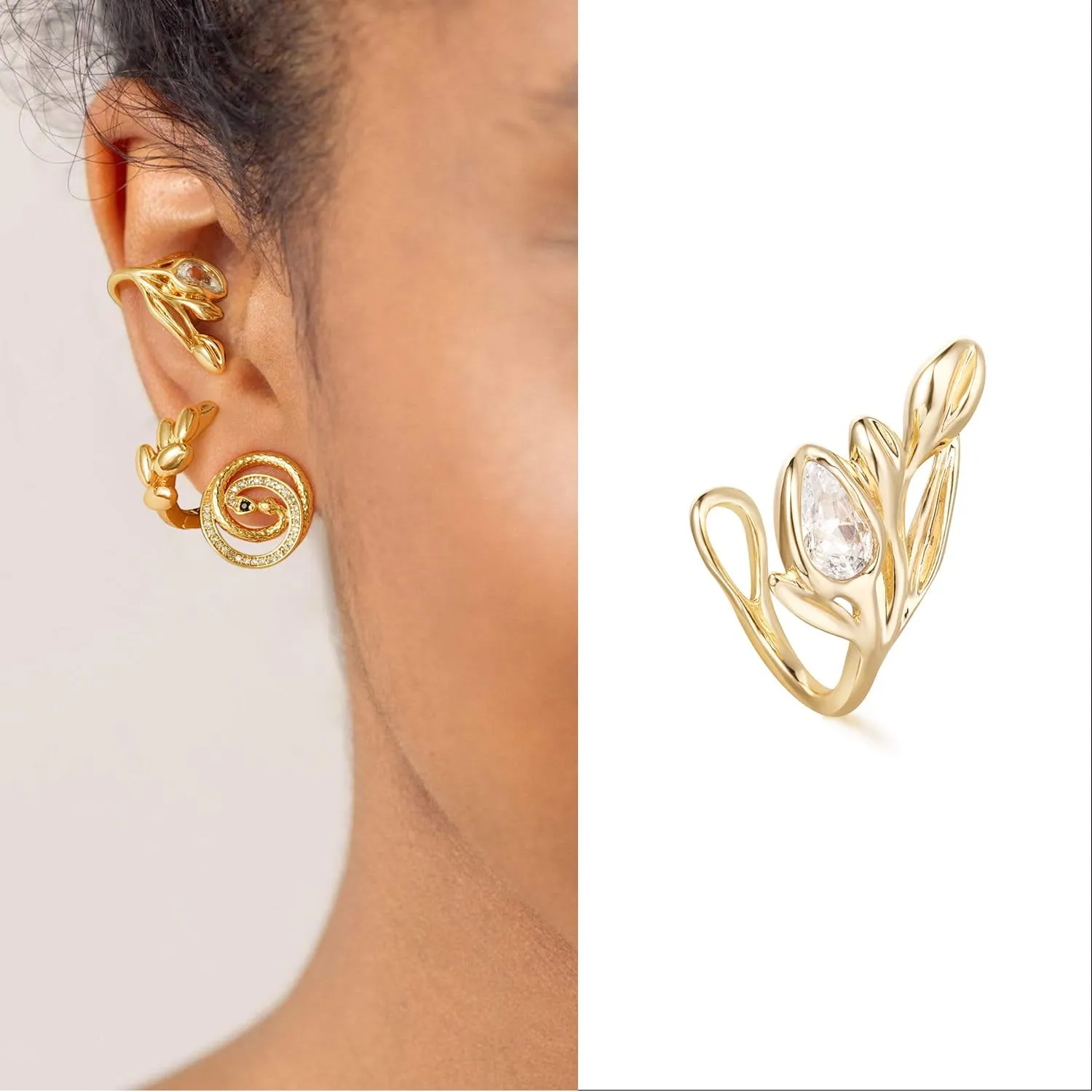 MYEARS Women Ear Cuff Earring Gold Non Pierced Ear Cartilage Clip on Wrap Hoop 14K Gold Filled Tiny Boho Beach Simple Minimalist Delicate Handmade Hypoallergenic Jewelry Gift-Sold as Single/Pair
