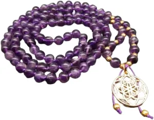 Natural Amethyst 8mm 108 Mala Beads, Spiritual, Meditation Beads, Reiki, Japa Mala, Buddhist Prayer Beads, Yoga Bracelet, healing beads LKMALA-RRGU-3914