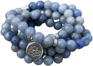 Natural Aquamarine 8mm 108 Mala Beads, Spiritual, Meditation Beads, Reiki, Japa Mala, Buddhist Prayer Beads, Yoga Bracelet, healing beads LKMALA-RRGU-38