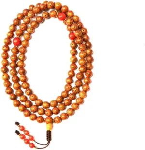 Natural Brown Lotus Seed,coral 8mm 108 Mala Beads, Spiritual, Meditation Beads, Reiki, Japa Mala, Buddhist Prayer Beads, Yoga Bracelet, healing beads LKMALA-RRGU-755