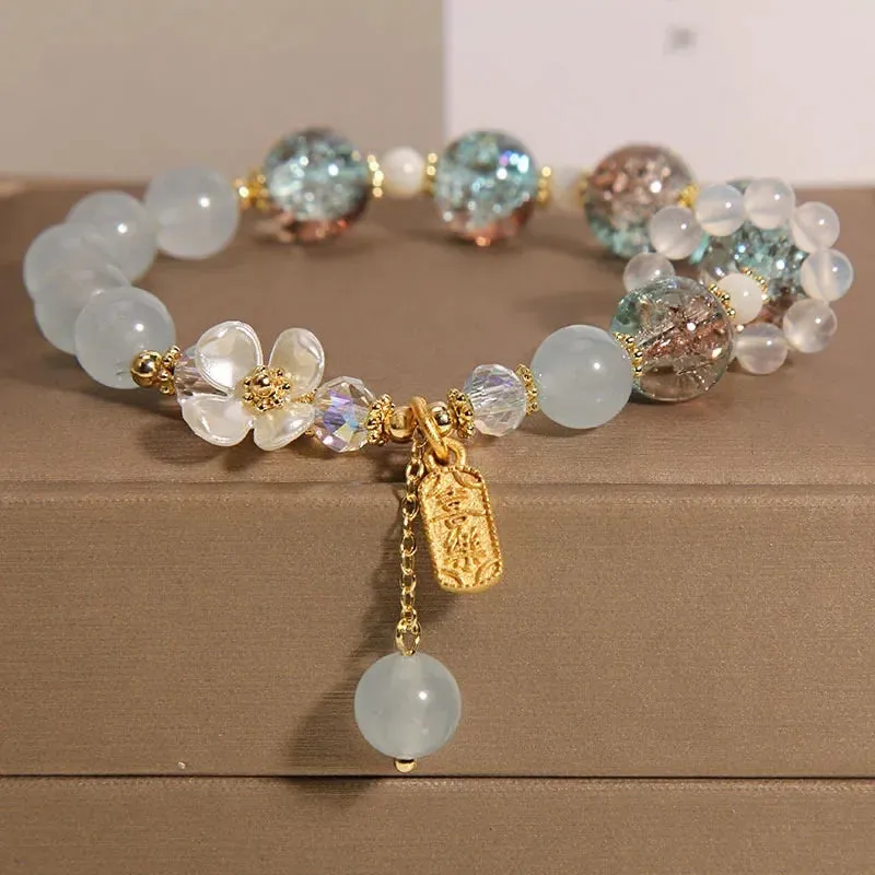 Natural Chalcedony Popcorn Crystal Beaded Bracelet