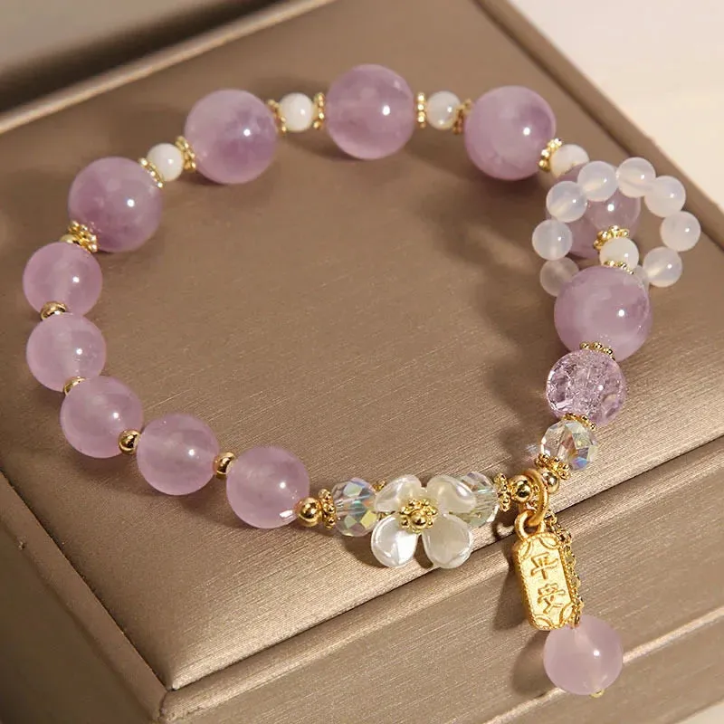 Natural Chalcedony Popcorn Crystal Beaded Bracelet