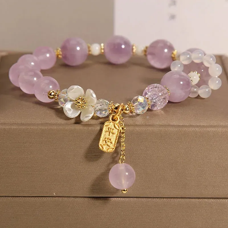 Natural Chalcedony Popcorn Crystal Beaded Bracelet