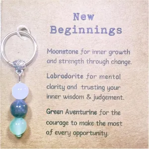 Natural Crystals Keychain, New Beginnings Gifts for Women, Birthday Gift for Women, Keychain for Relieving Anxiety