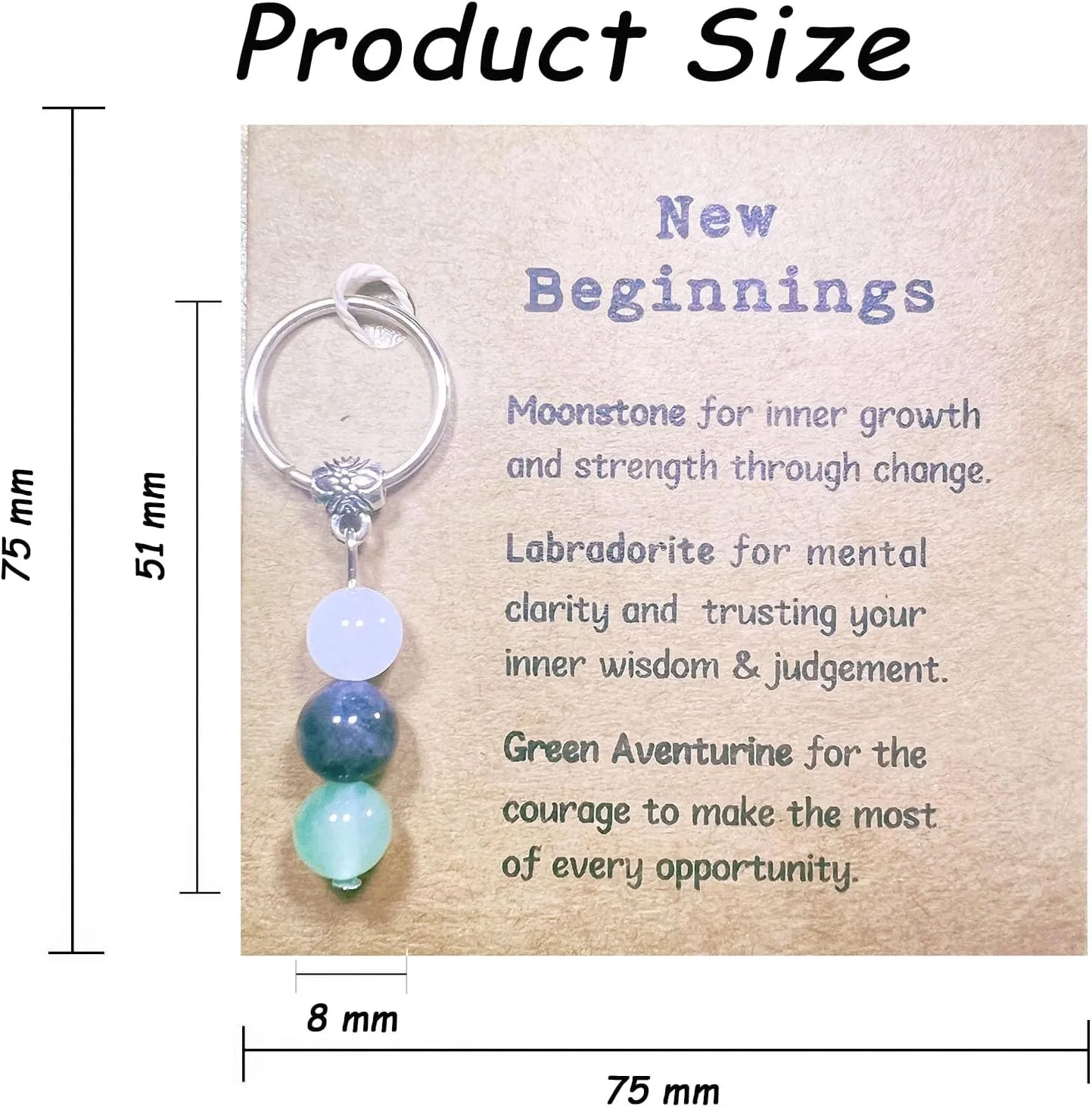 Natural Crystals Keychain, New Beginnings Gifts for Women, Birthday Gift for Women, Keychain for Relieving Anxiety