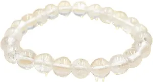 Natural Danburite 6mm rondelle smooth 7inch Semi-Precious Gemstones Beaded Bracelets for Men Women Healing Crystal Stretch Beaded Bracelet Unisex