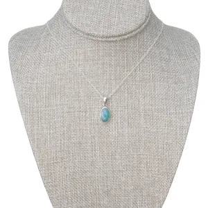 Natural Turquoise Pendant Necklace, 925 Sterling Silver Authentic Turquoise Stone December Birthstone (Oval Turquoise)