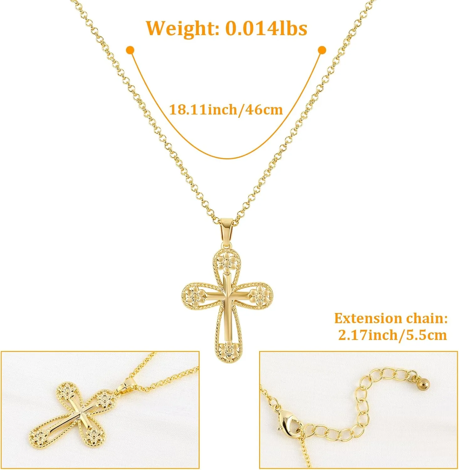 NEKOL Gold Multi-Gemstone Shield Armor of God Ankh Stars Moon Mars Rocket Cross Crucifix Necklace, Ancient Egyptian Coptic Cross Pendant Necklace Eternity Religious