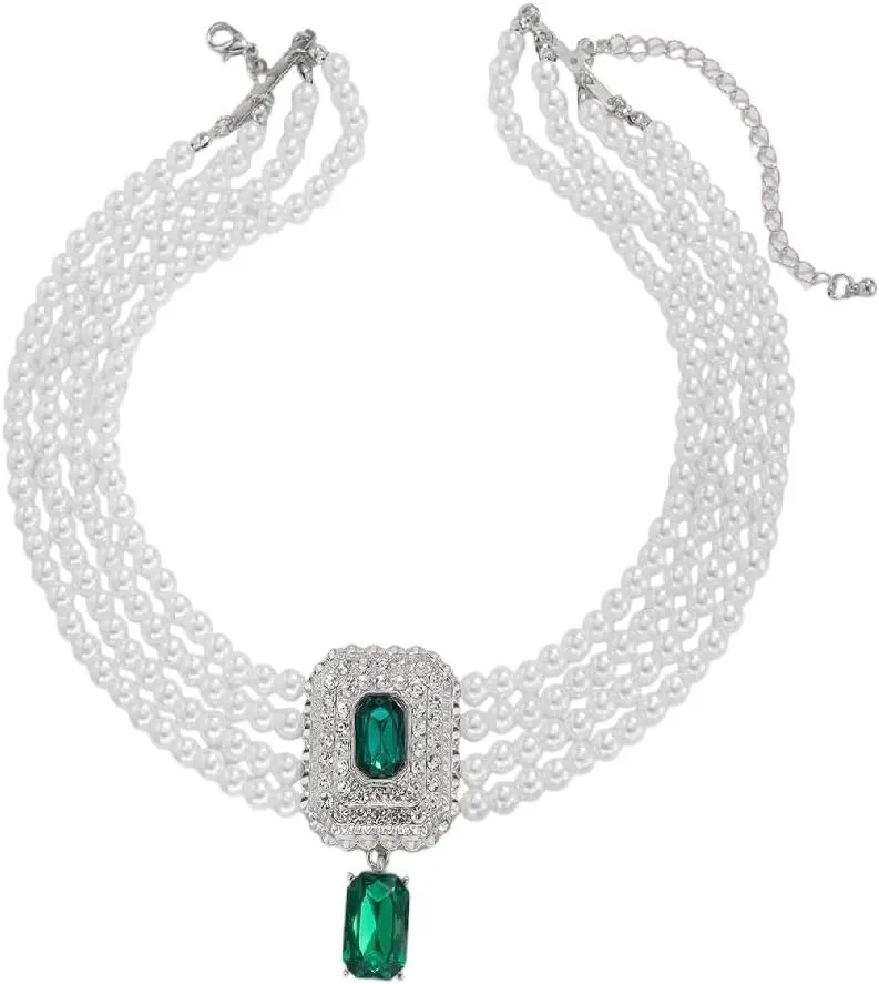 New 2025 Arrival Luxury Multilayer Imitation Pearl Chain Necklace Rhinestone Pendant Stud Earrings for Women Elegant Wed Jewelry Set New with for You Accessories Trendy Creative Gift