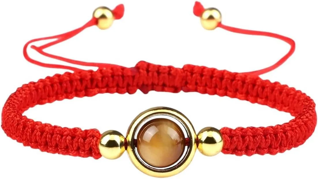 New 2026 Lucky Red Thread Woven Adjustable Prayer Bracelets Charm 8Mm Natural Tiger Eye Stone Pendant Bracelet Women Men Handmade Jewelry Fashion Trendy Accessories Creative Gift