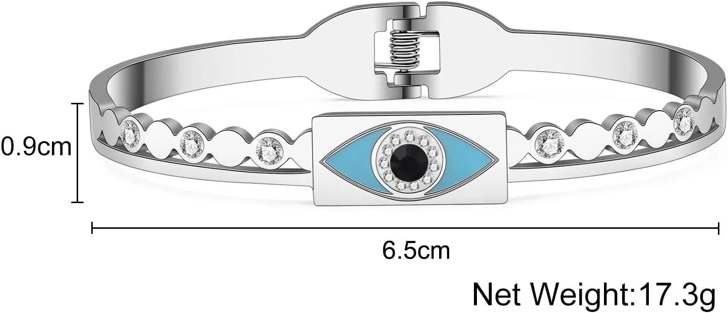NEWEI Cute Evil Eye Bracelets Bangle Stainless Steel 18k Gold Plated Evil Eye Jewelry Bracelet For Women Charms Evil Eyes Protection Gifts