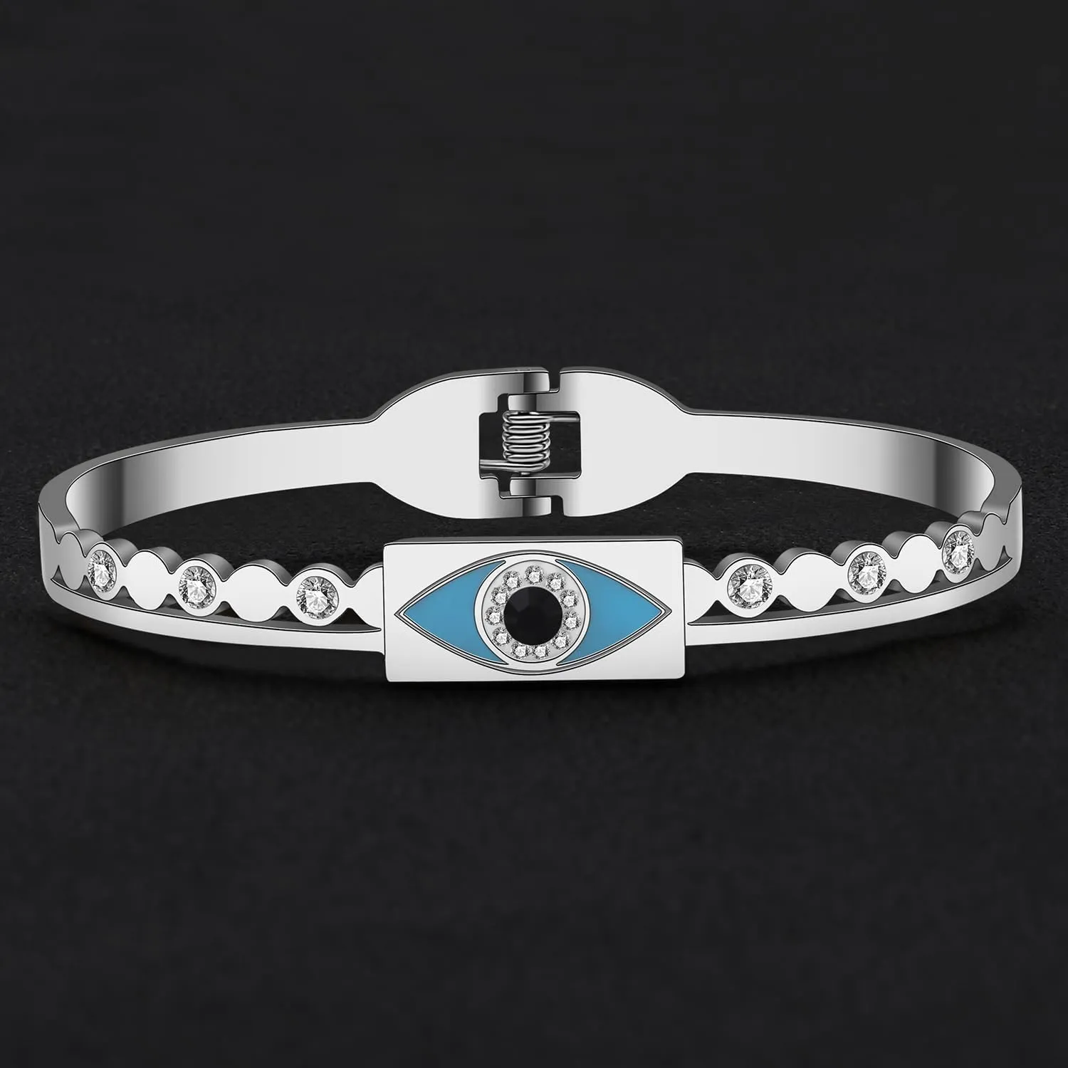 NEWEI Cute Evil Eye Bracelets Bangle Stainless Steel 18k Gold Plated Evil Eye Jewelry Bracelet For Women Charms Evil Eyes Protection Gifts