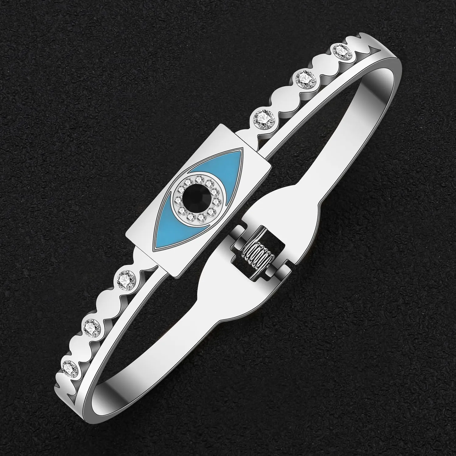 NEWEI Cute Evil Eye Bracelets Bangle Stainless Steel 18k Gold Plated Evil Eye Jewelry Bracelet For Women Charms Evil Eyes Protection Gifts