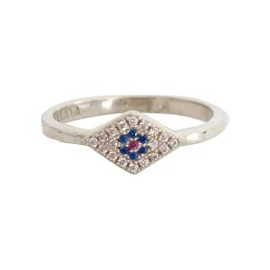 Nialaya Elegant Silver CZ Crystal Encrusted Ring