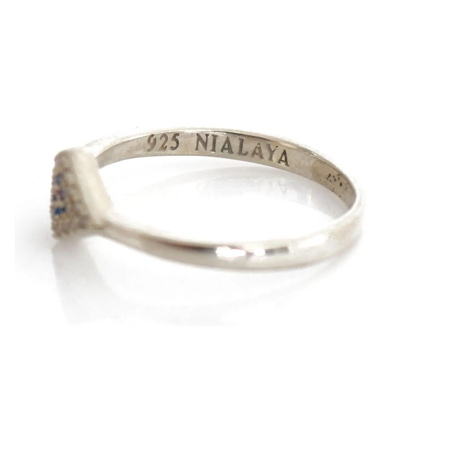 Nialaya Elegant Silver CZ Crystal Encrusted Ring