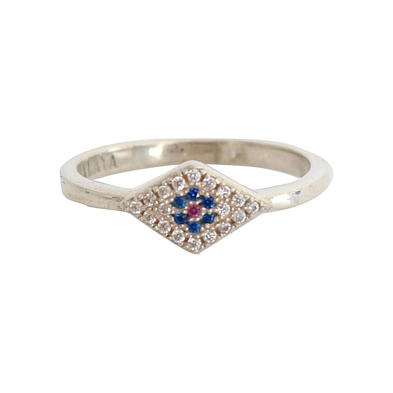 Nialaya Elegant Silver CZ Crystal Encrusted Ring