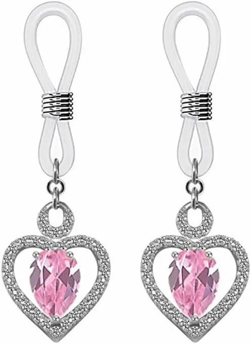 Non Piercing Nipple Rings Nipple Noose Fake Nipple Jewelry Adjustable Fake Nipplerings Non Pierced Body Jewelry for Women (Heart(Silver))