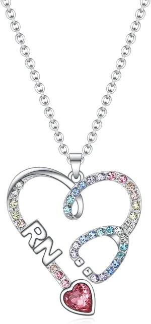 Nurse Stethoscope Necklace/Earrings For Women Girls,Nurse Gifts For Women Shiny Medical Jewelry For Doctor Nurse Medical