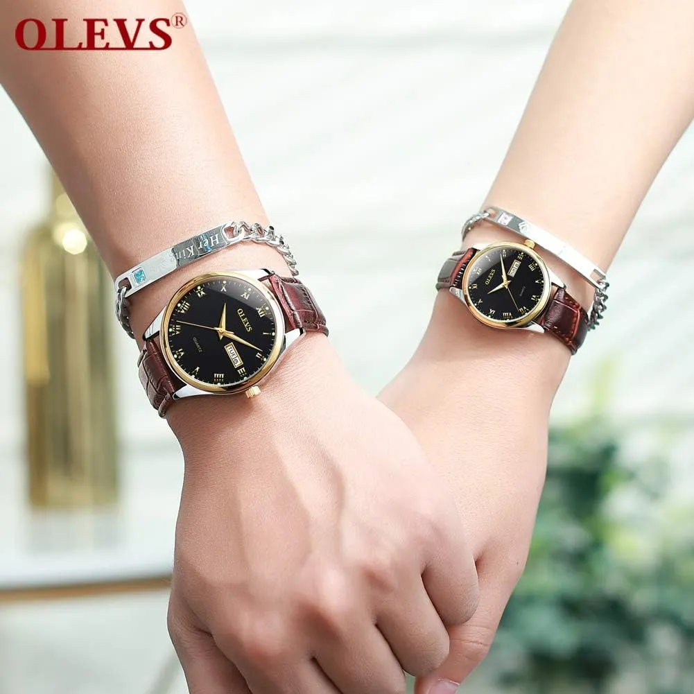 OLEVS Watch for Men Stainless Steel Business Dress Analog Quartz Men Watch Large Face Day Waterproof Luminous Classic Wrist Watch