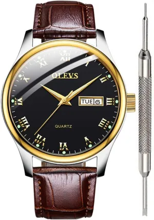 OLEVS Watch for Men Stainless Steel Business Dress Analog Quartz Men Watch Large Face Day Waterproof Luminous Classic Wrist Watch