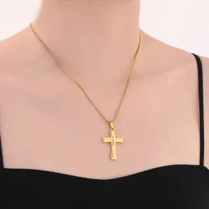 ONLYJUMP Stainless Steel Lord's Prayer Cross Pendant Necklaces for Men Women Cross Necklace With 24 Inches Stainless Steel Link Chain Bible Verse Jewelry Gift