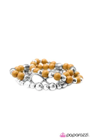 Open Door Jewelry - A Race Against Time - Yellow Bracelet - Paparazzi Accessories