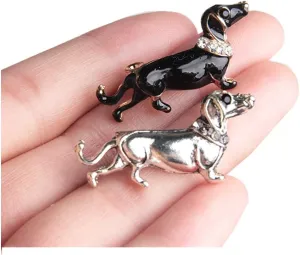 Opexicos 2Pcs Women Men Kids Cute Enamel Dachshund Dog Animal Brooch Pin Fine Gift
