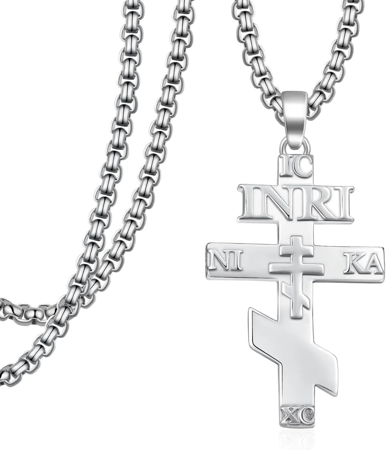 Orthodox Cross Necklace for Men & Women - 925 Sterling Silver Religious Pendant, Unique Christian Jewelry for Birthday & Gift Giving