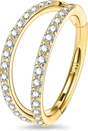 OUFER Helix Earrings Double Row Diamonds Septum Piercing Jewelry Hoop Cartilage Earrings Daith Tragus Earrings