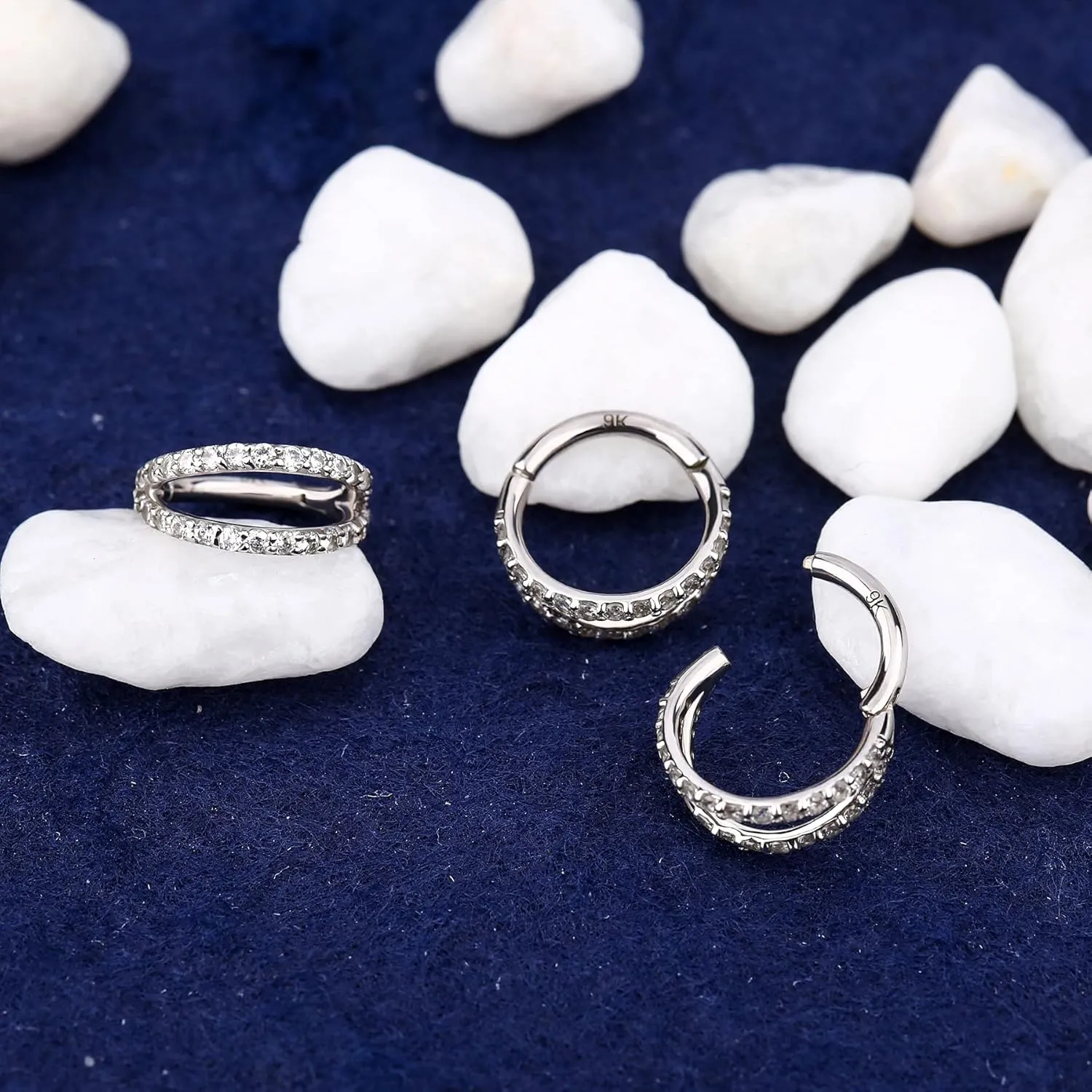 OUFER Helix Earrings Double Row Diamonds Septum Piercing Jewelry Hoop Cartilage Earrings Daith Tragus Earrings