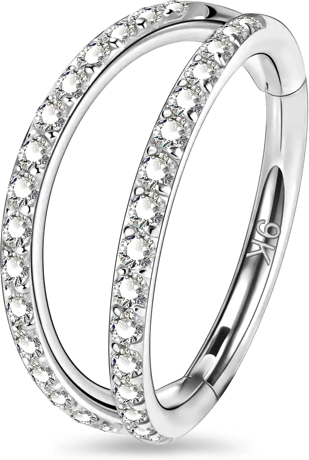 OUFER Helix Earrings Double Row Diamonds Septum Piercing Jewelry Hoop Cartilage Earrings Daith Tragus Earrings