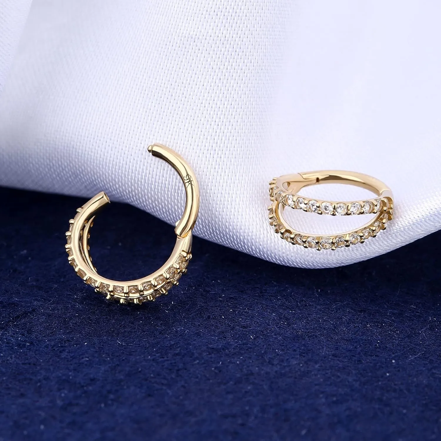 OUFER Helix Earrings Double Row Diamonds Septum Piercing Jewelry Hoop Cartilage Earrings Daith Tragus Earrings