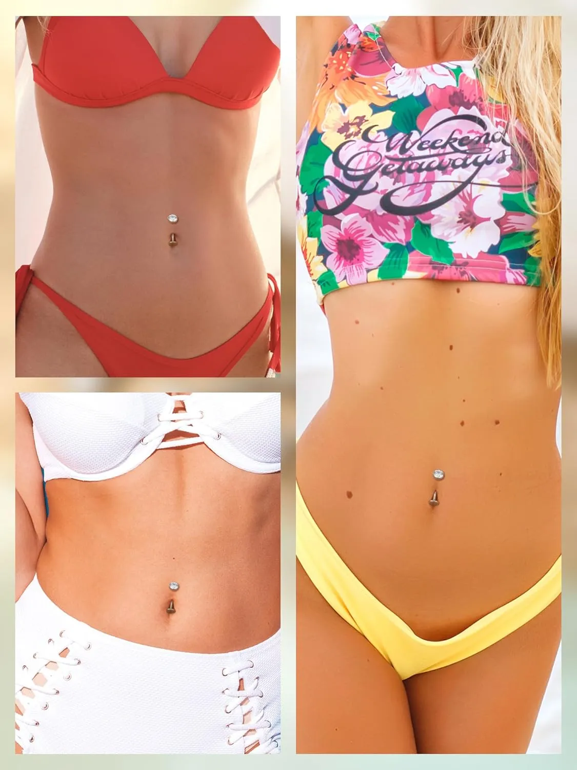 Oveta Titanium Belly Button Piercing 14G Internally Threaded Belly Button Ring for Navel Belly Piercing Jewelry 10mm 12mm for Women Men, Gold/Silver