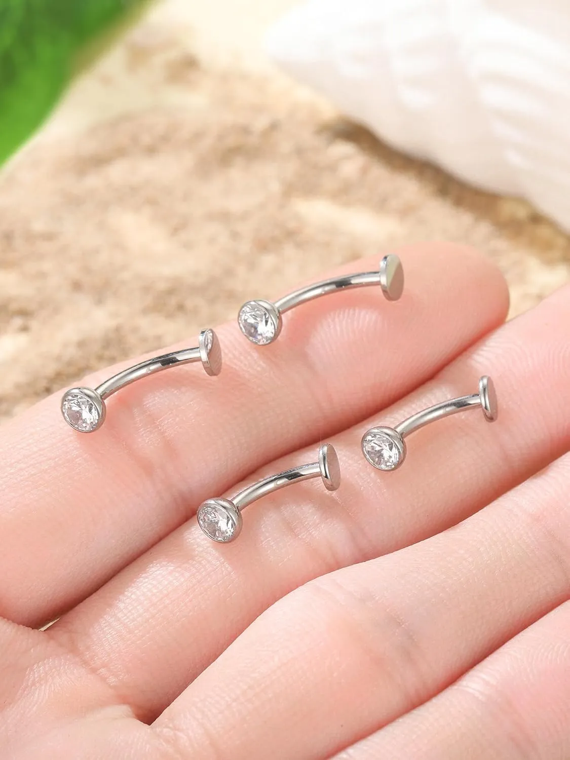 Oveta Titanium Belly Button Piercing 14G Internally Threaded Belly Button Ring for Navel Belly Piercing Jewelry 10mm 12mm for Women Men, Gold/Silver