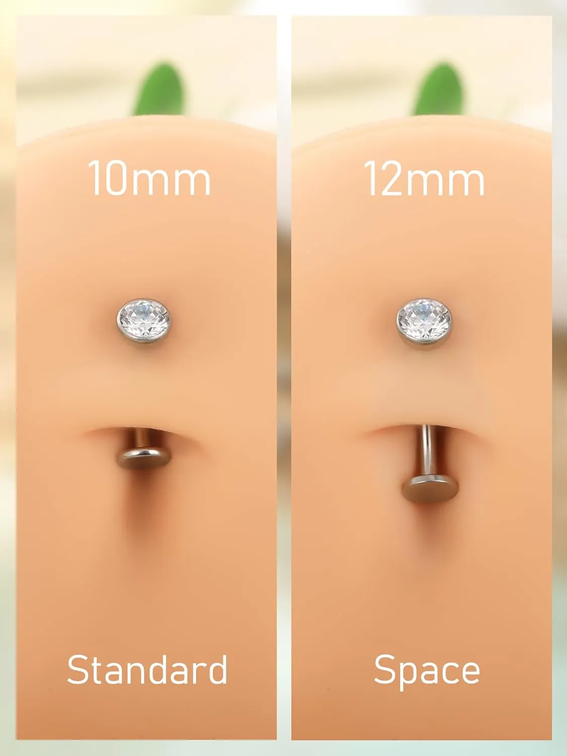 Oveta Titanium Belly Button Piercing 14G Internally Threaded Belly Button Ring for Navel Belly Piercing Jewelry 10mm 12mm for Women Men, Gold/Silver
