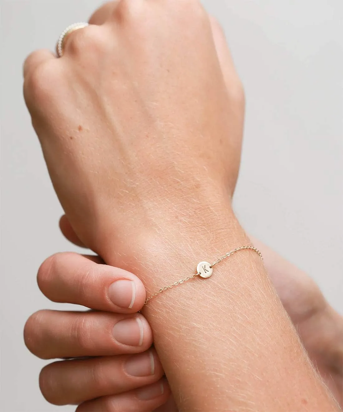 Ovian Initial Charm Bracelet for Women 18K Gold Plated stainless steel Coin Disc Engraved Letter Bracelet Personalized Monogram Name Bracelet