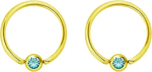 Pair 14g-20g Gold & Rose Gold Tone Surgical Steel CZ Gemmed Captive Bead Body Piercing Hoops (2pcs)