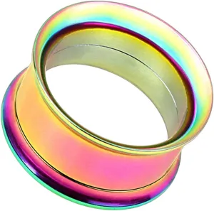 Pair Rainbow IP Surgical Steel Double Flare Screw Fit Tunnel Ear Plugs Gauge 1" (25 mm) Body Unique Jewelry Delicate Design Piercing Steel Surgical For Women
