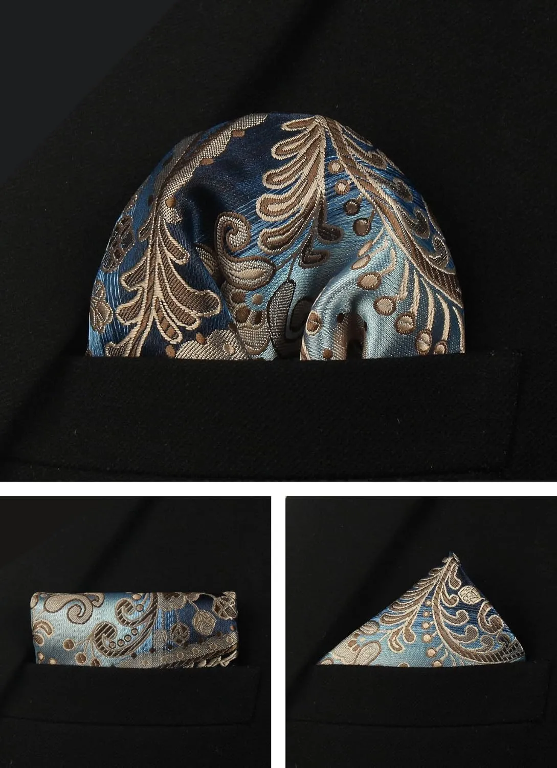 Paisley Floral Mens Tie Formal Necktie Pocket Squares Ties Clips Cufflinks Classic for Men Set