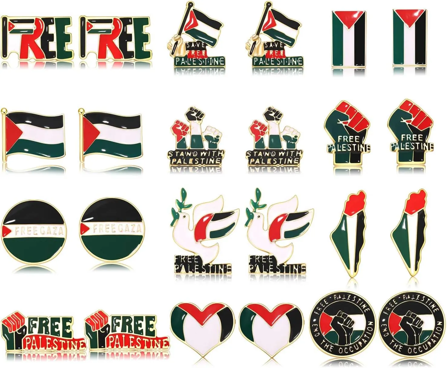 Palestine Earrings for Women Free Palestine Stud Earrings Enamel Peace Dove Power Fist Palestine Flag Earrings Save Gaza Support Palestine Jewelry Accessories Outfits