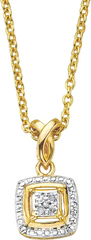 PalmBeach Yellow Gold-Plated Genuine Diamond Accent Squared Pendant Necklace (9x9mm) 18"