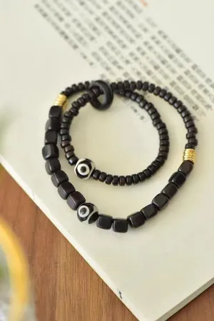 Panzhu bracelet, Buddhist Rosary,Rosary Beads,Prayer Beads Natural Sandalwood Square Shape Tibetan Buddhist Meditation Double Circle Style Jewelry