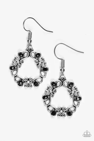 Paparazzi Earring ~ Whimsy Wreaths - Black