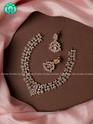 PASTEL PINK - stylish and minimal elegant neckwear with earrings- Zivara Fashion