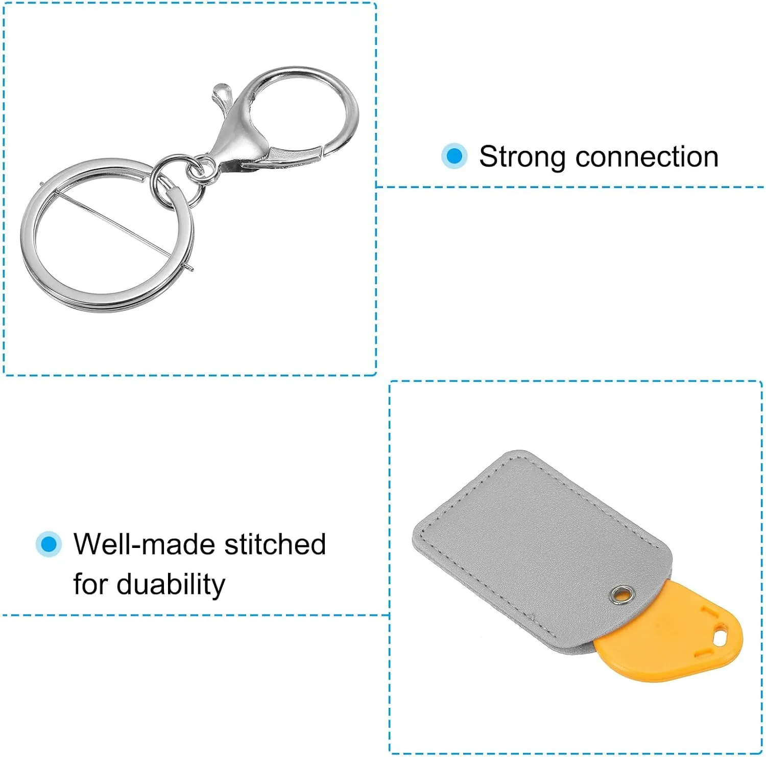 PATIKIL Leather Key Fob, PU Leather Key Fobs with Key Rings Keychain Holder for ID Key Cards