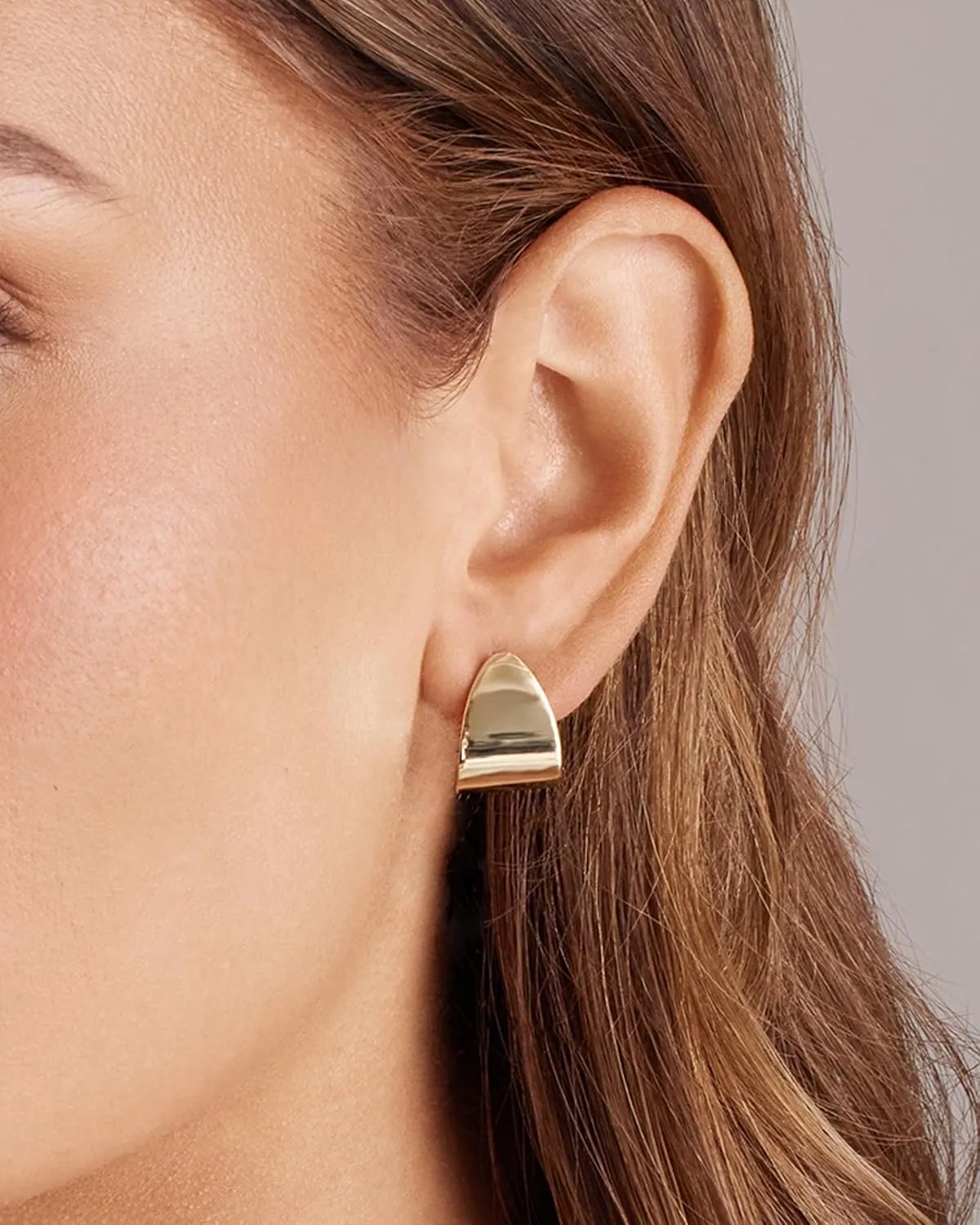 PAVOI 14K Gold Plated 925 Sterling Silver Posts Chunky Hoop Earrings | Statement Huggie Hoops for Women | Lightweight Rose Gold Dome Earrings