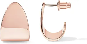 PAVOI 14K Gold Plated 925 Sterling Silver Posts Chunky Hoop Earrings | Statement Huggie Hoops for Women | Lightweight Rose Gold Dome Earrings