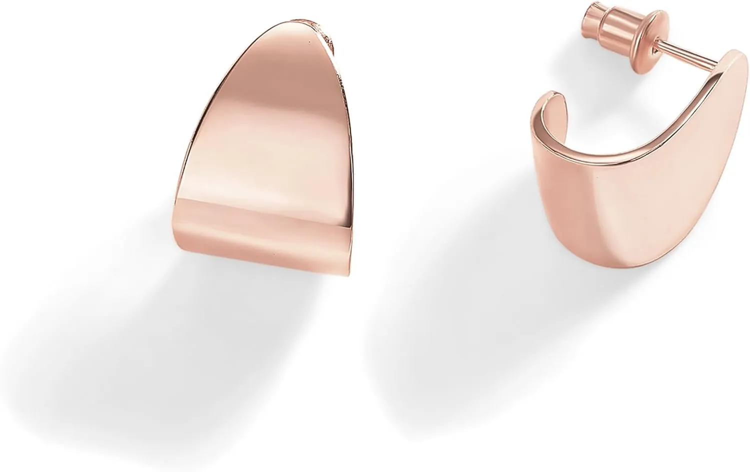 PAVOI 14K Gold Plated 925 Sterling Silver Posts Chunky Hoop Earrings | Statement Huggie Hoops for Women | Lightweight Rose Gold Dome Earrings