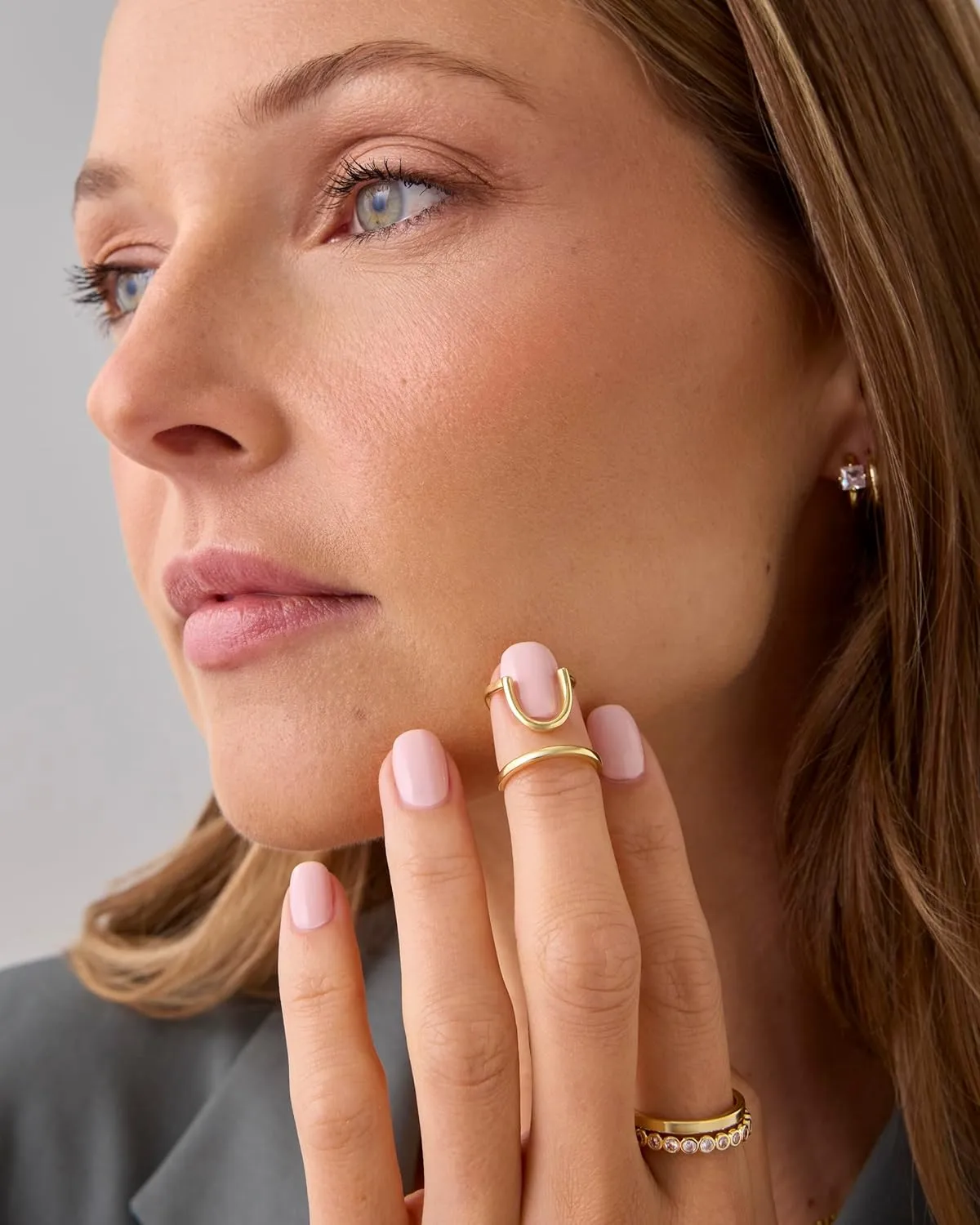 PAVOI 14K Gold Plated Manicure Nail Ring for Women | Adjustable Unique Fashion Statement Ring